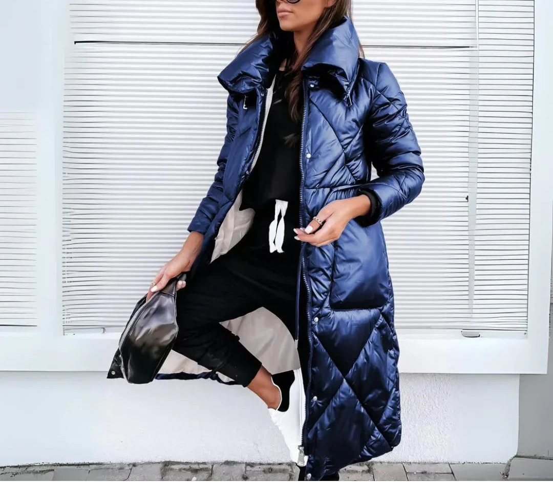 Cerynne | Women's Long Puffer Coat with Stand Collar