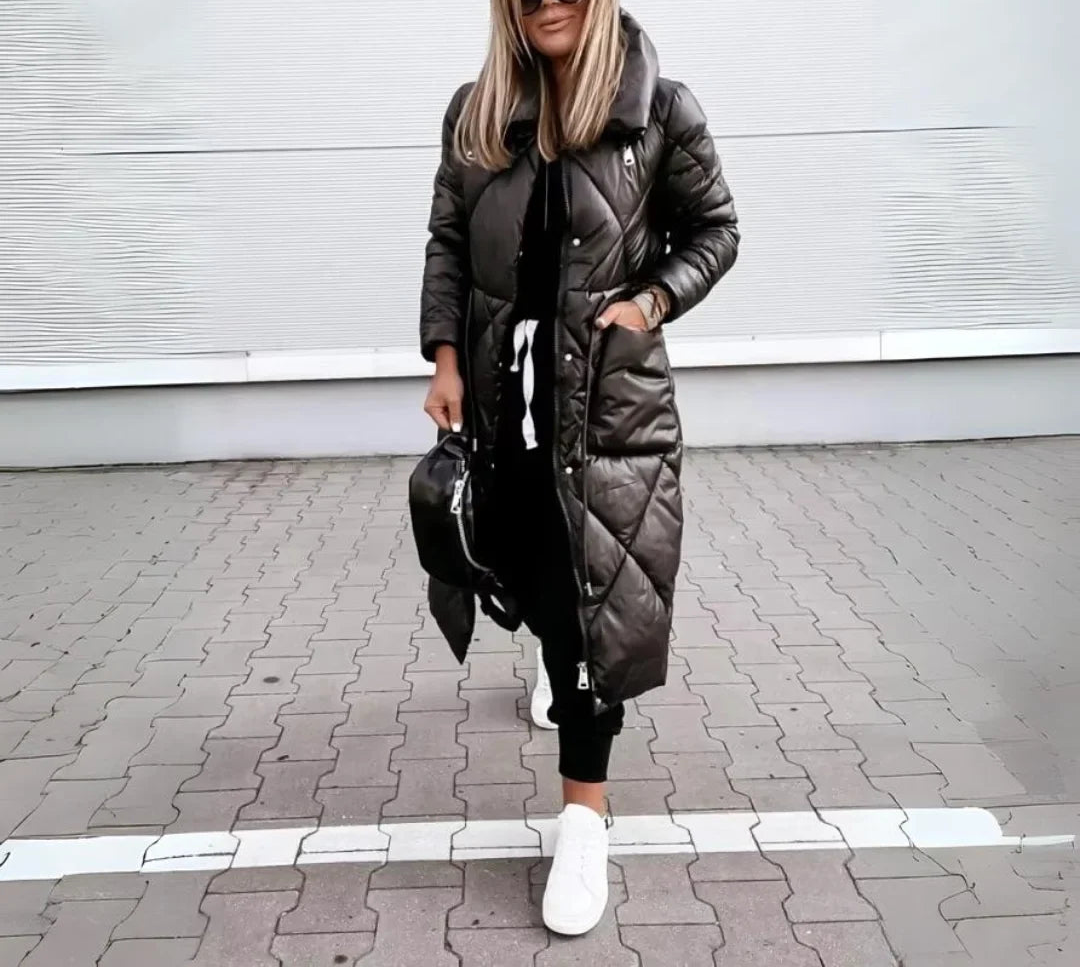 Cerynne | Women's Long Puffer Coat with Stand Collar