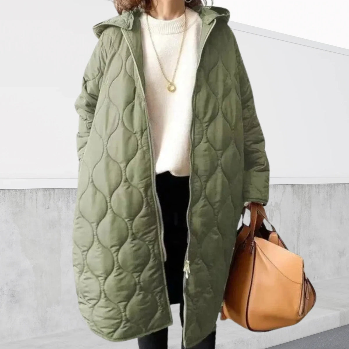 Solenne | Women's Long Puffer Coat with Hood