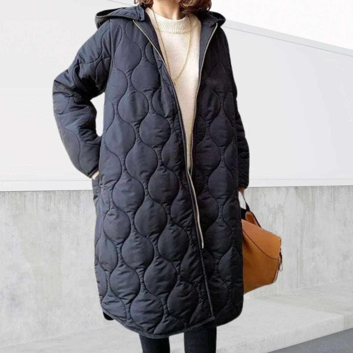Solenne | Women's Long Puffer Coat with Hood